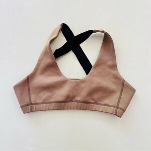 Tan + Lines Brown Bikini Swim Top Large